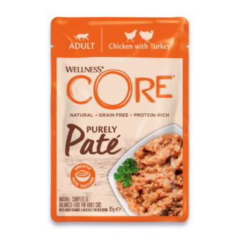 WELLNESS CORE PURELY PATÉ ADULT PULE & GJEL DETI 85GR