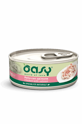 Oasy konserve pule & salmon per mace adulte 150gr