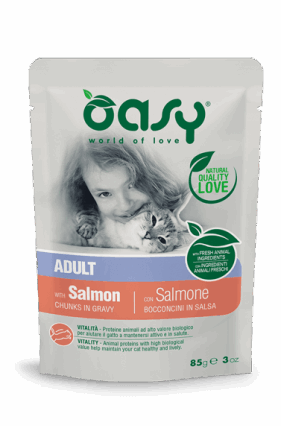 Oasy copeza salmoni me salce per mace adulte 85gr