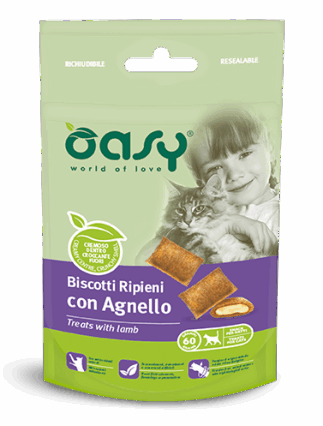 Oasy biskota me qingj per mace adulte 60gr