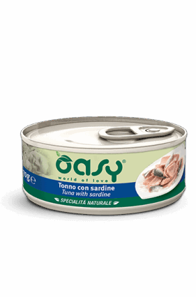 Oasy konserve ton & sardele per mace adulte 70gr