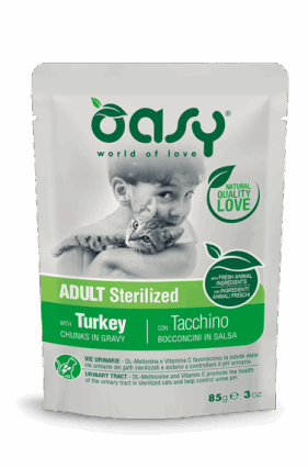 Oasy copeza gjeli deti me salce per mace te sterilizuar 85gr